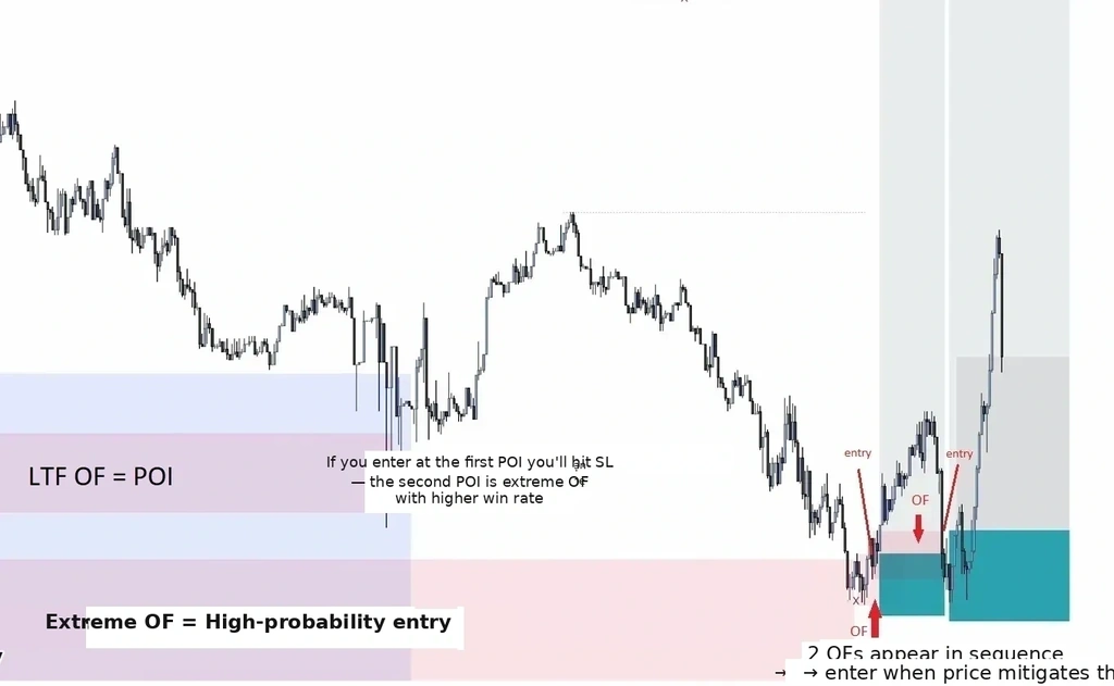 Enter when price taps into the OF