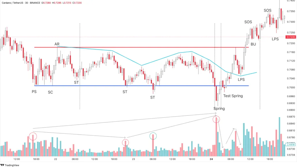 Accumulation structure with a Spring in ADA coin