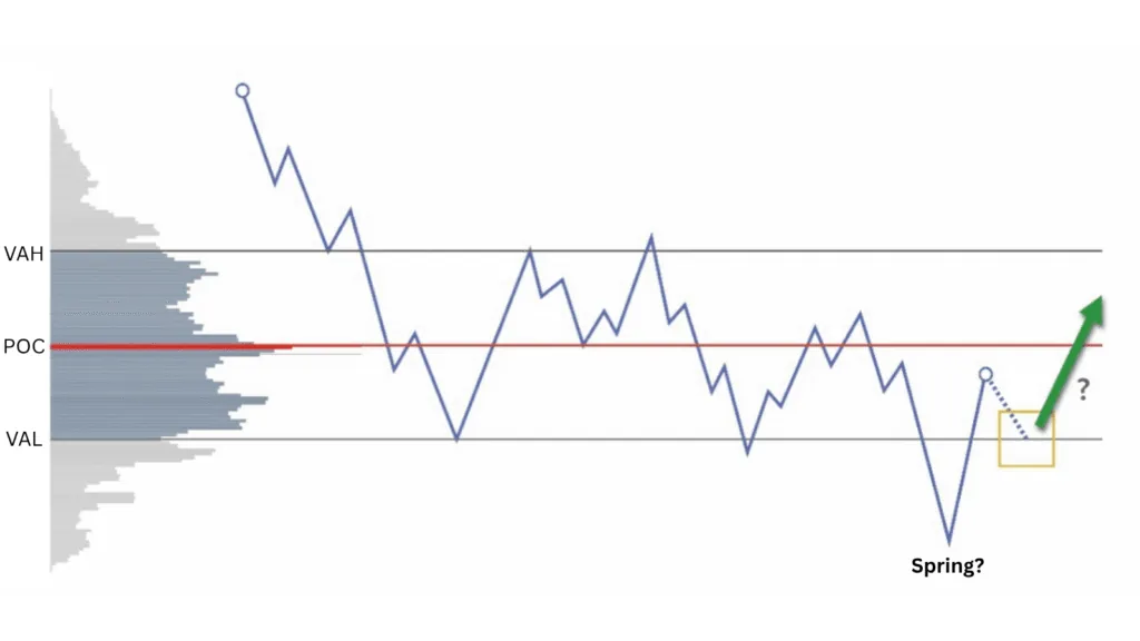 Scenario: price has just created a potential Spring